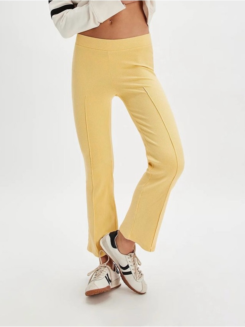 Donni Rib Kick Flare Pants Yellow